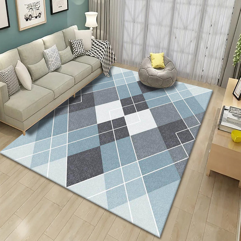 Living Room Rug Modern Geometric Area Rug Polyester Non-Slip Backing Carpet