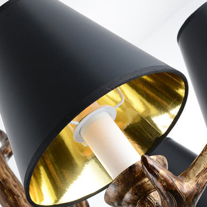 Lampadino Rustic Starburst Pendente 6 Bulbs Resina Sospensione Luce del soffitto in nero per soggiorno