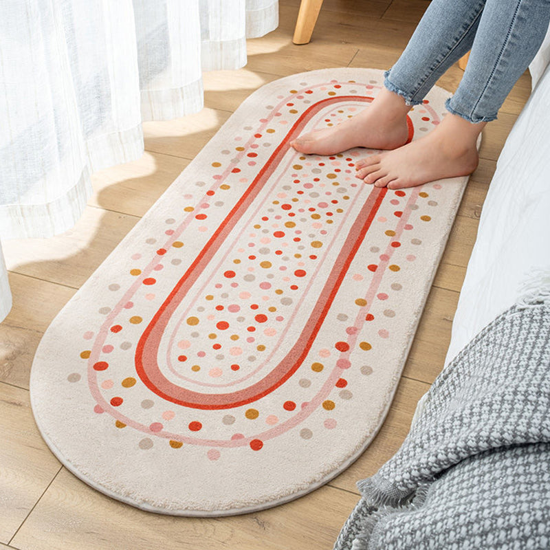 Multi-Color Geometry Area Rug Trendy Striped Carpet Polyester Friendly Washable Area Rug for Bedroom