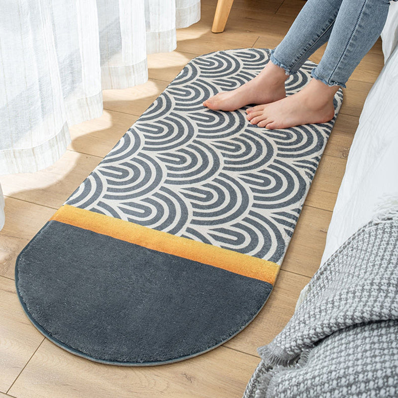 Multi-Color Geometry Area Rug Trendy Striped Carpet Polyester Friendly Washable Area Rug for Bedroom
