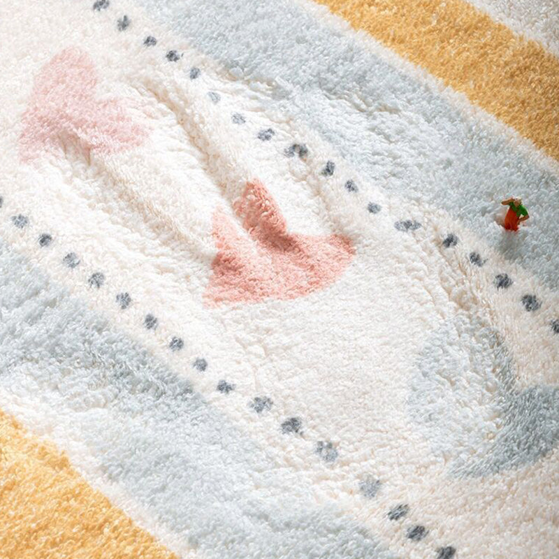 Multi-Color Geometry Area Rug Trendy Striped Carpet Polyester Friendly Washable Area Rug for Bedroom