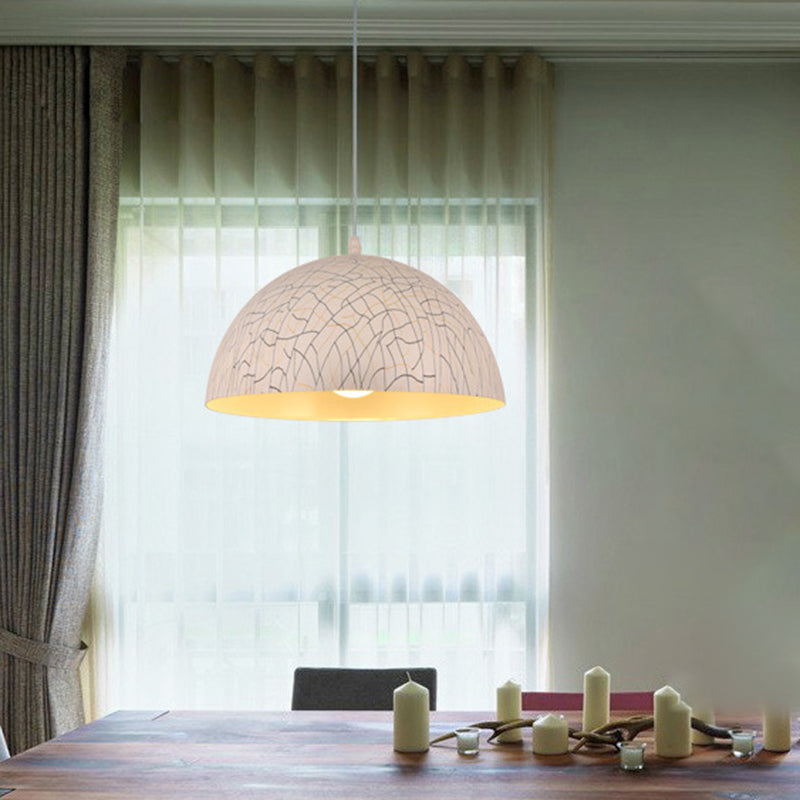 Dome Pendence Lightsing Metal Minimalista Metal 12 "/14"/16 "de ancho 1 Lámpara de colgación de marrón rojo/marfil rojo para comedor para comedor