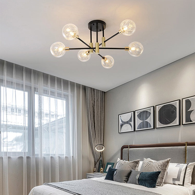 New Modern Transparent Glass Semi Flush Light Fixtures Bedroom Starburst Flush Mount Light