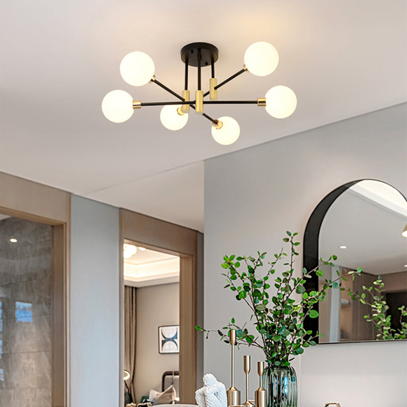 New Modern Transparent Glass Semi Flush Light Fixtures Bedroom Starburst Flush Mount Light