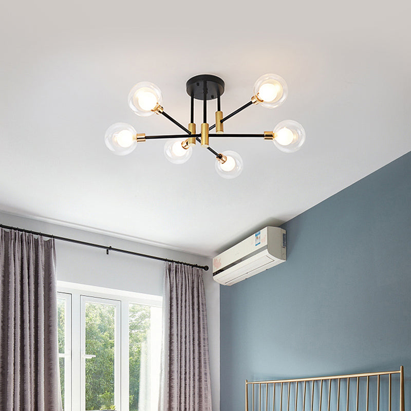 New Modern Transparent Glass Semi Flush Light Fixtures Bedroom Starburst Flush Mount Light