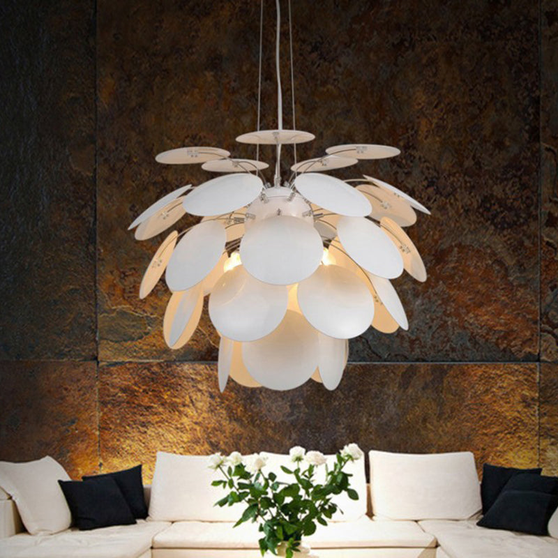 Metal Pinecone Hanging Ceiling Light Minimalist 19.5"/23.5" Wide 1 Light White Suspension Pendant
