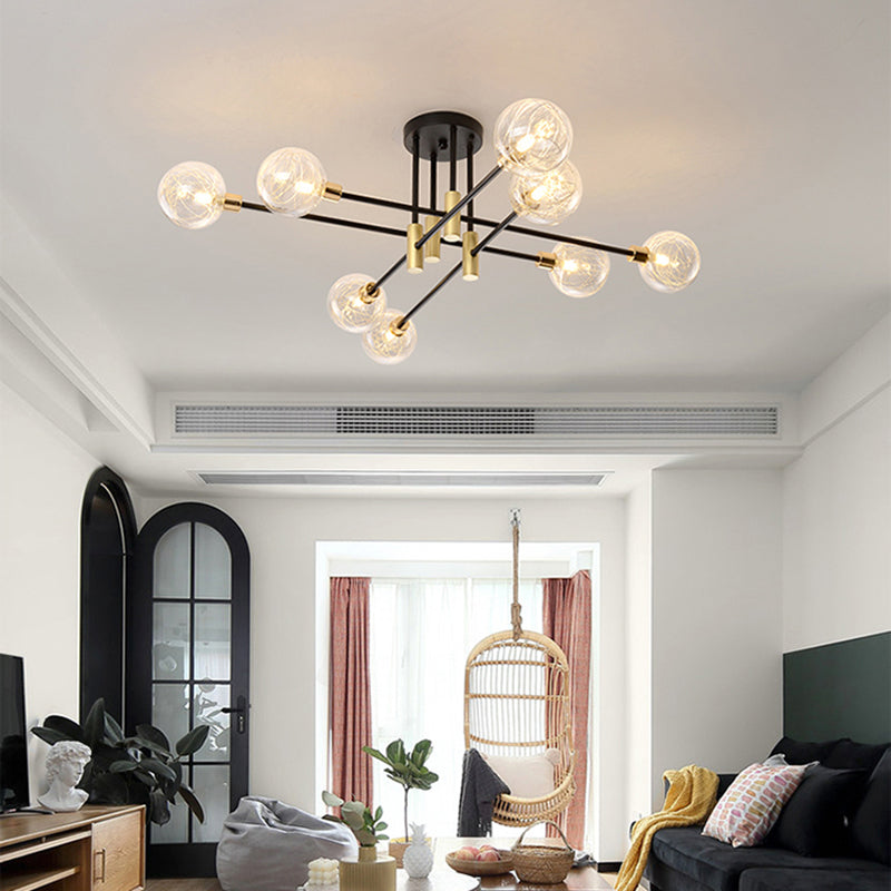 New Modern Transparent Glass Semi Flush Light Fixtures Bedroom Starburst Flush Mount Light