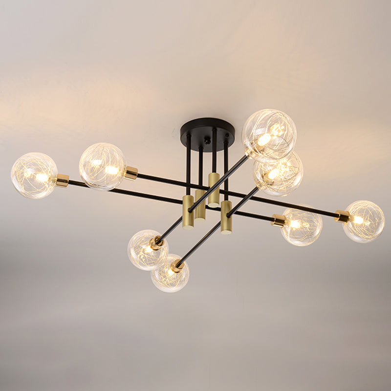 New Modern Transparent Glass Semi Flush Light Fixtures Bedroom Starburst Flush Mount Light