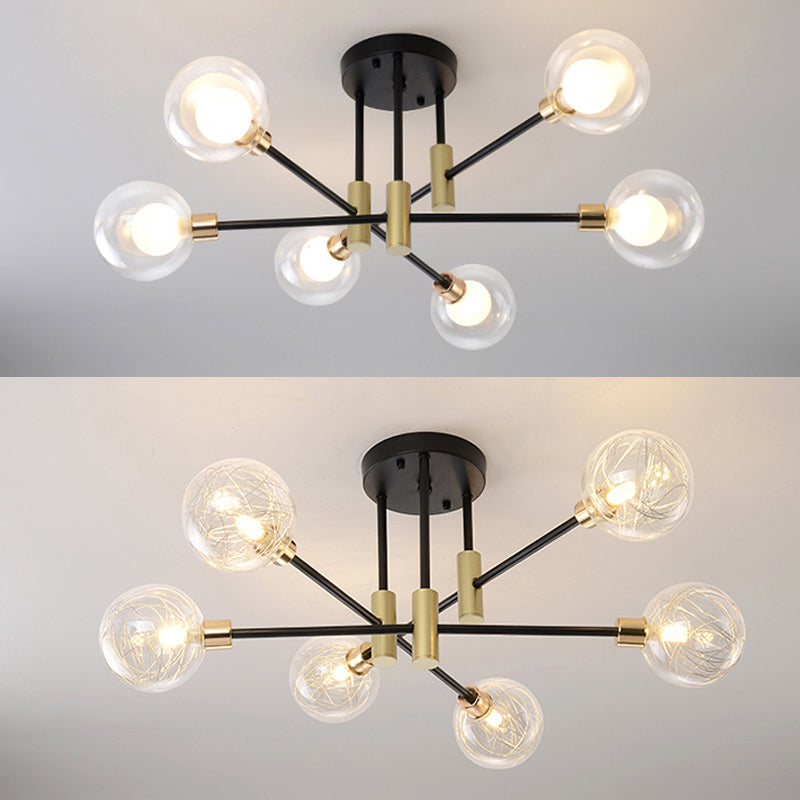 New Modern Transparent Glass Semi Flush Light Fixtures Bedroom Starburst Flush Mount Light