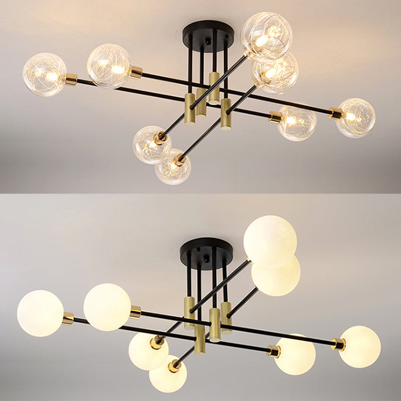 New Modern Transparent Glass Semi Flush Light Fixtures Bedroom Starburst Flush Mount Light
