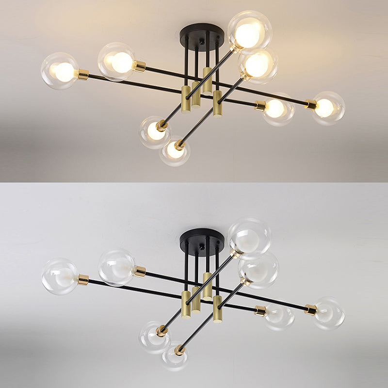 New Modern Transparent Glass Semi Flush Light Fixtures Bedroom Starburst Flush Mount Light