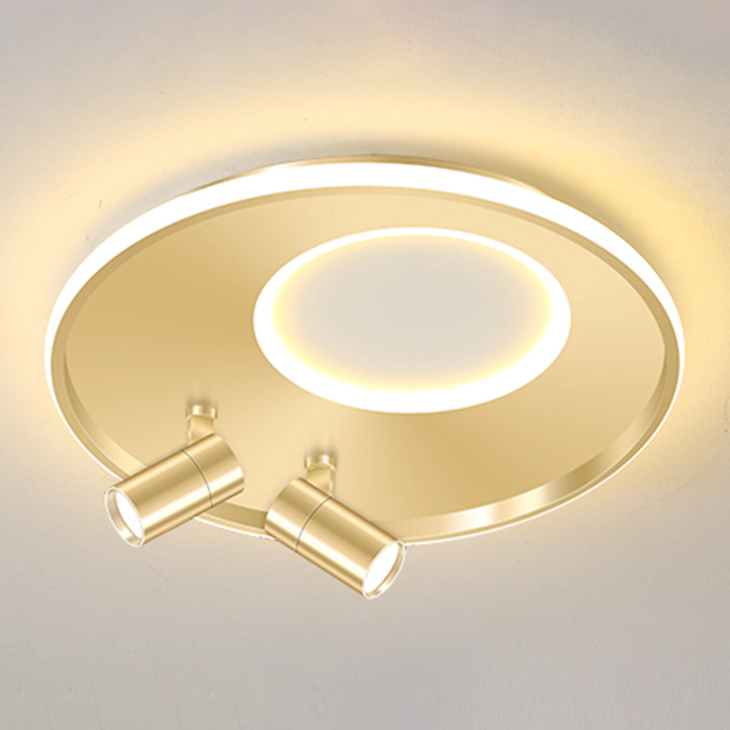 New Modern LED Flush Ceiling Lights Iron Circular Flush Mount Lamp with 2 Spotlights