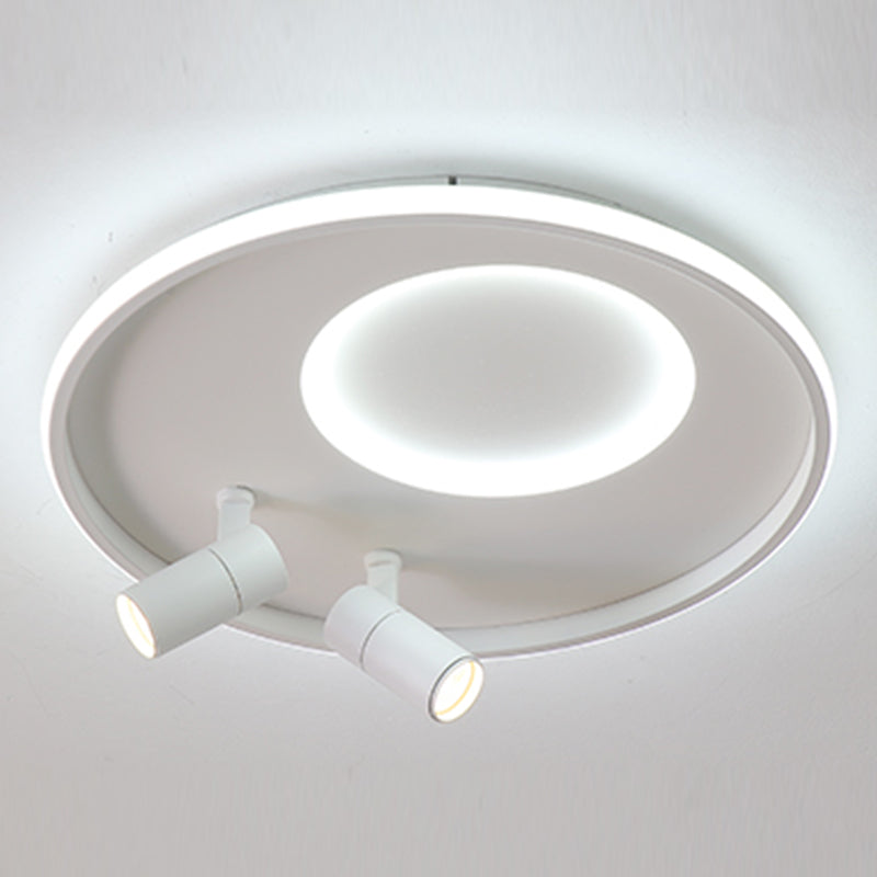 New Modern LED Flush Ceiling Lights Iron Circular Flush Mount Lamp with 2 Spotlights