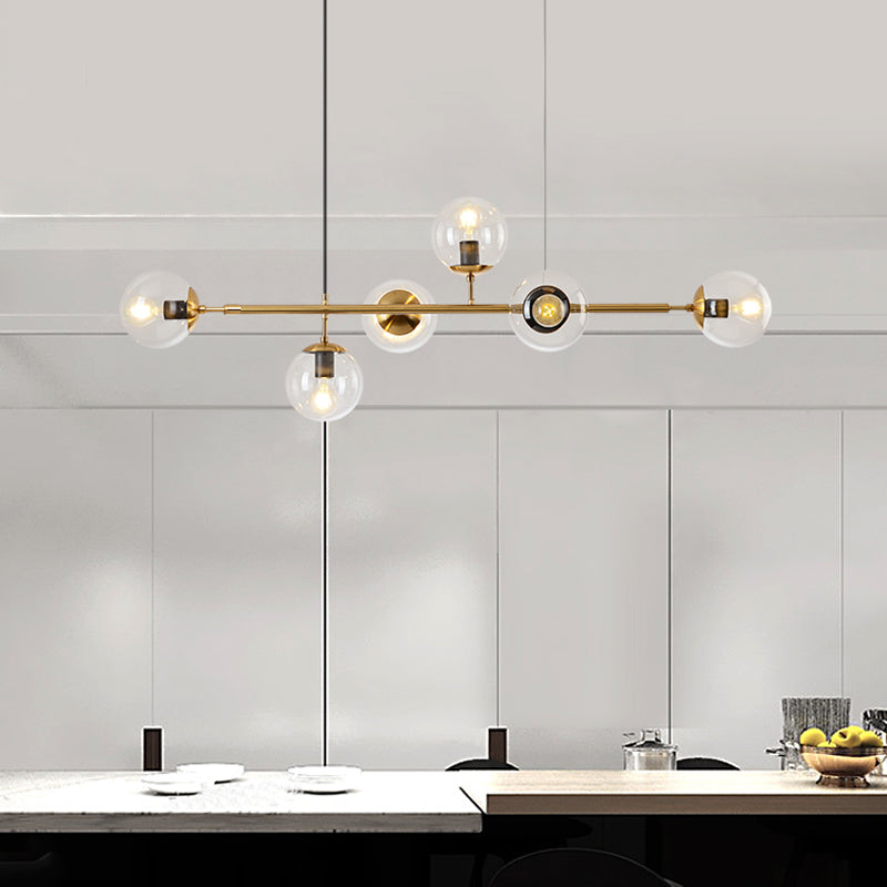 Orb Island Lighting Fixture Minimalistic Glass Island Ceiling Light for Dinning Room