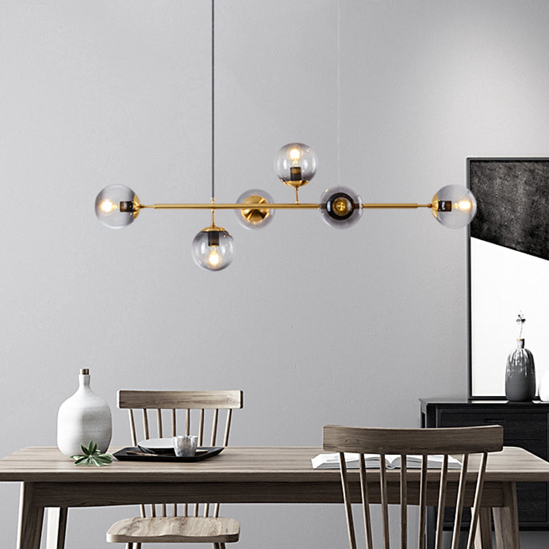 Orb Island Lighting Fixture Minimalistic Glass Island Ceiling Light for Dinning Room