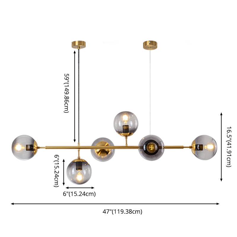 Orb Island Lighting Fixture Minimalistic Glass Island Ceiling Light for Dinning Room