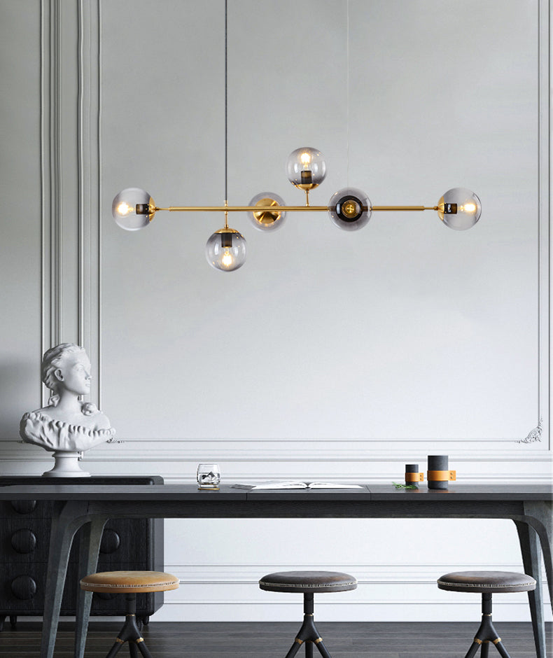 Orb Island Lighting Fixture Minimalistic Glass Island Ceiling Light for Dinning Room