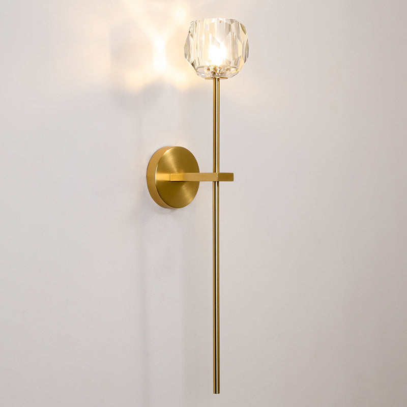 Mid-Century Armed Wall Lighting Ideas 1 Light Wall Sconces with Crystal Shade