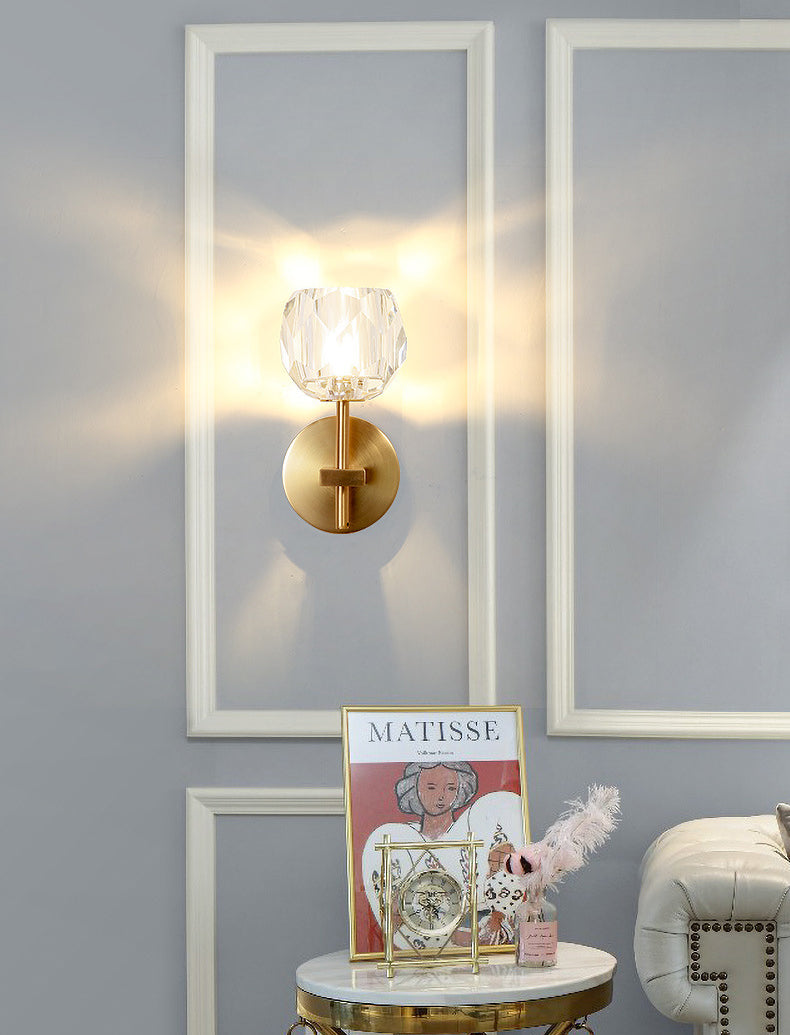 Mid-Century Armed Wall Lighting Ideas 1 Light Wall Sconces with Crystal Shade