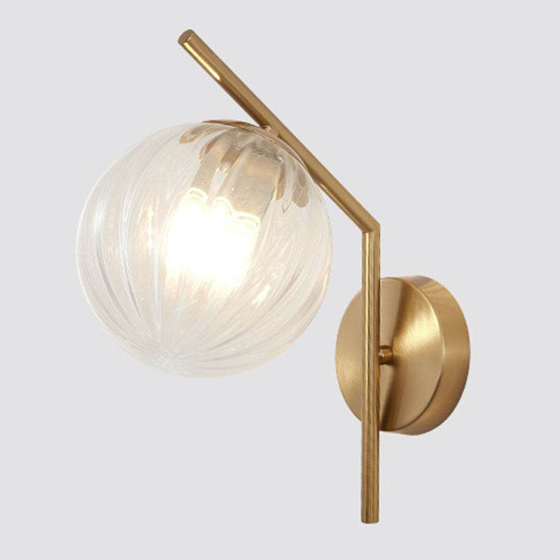 Modern Minimalist Style Spherical Wall Mount Light Fixture 1 Light Wall Lighting with Glass Shade