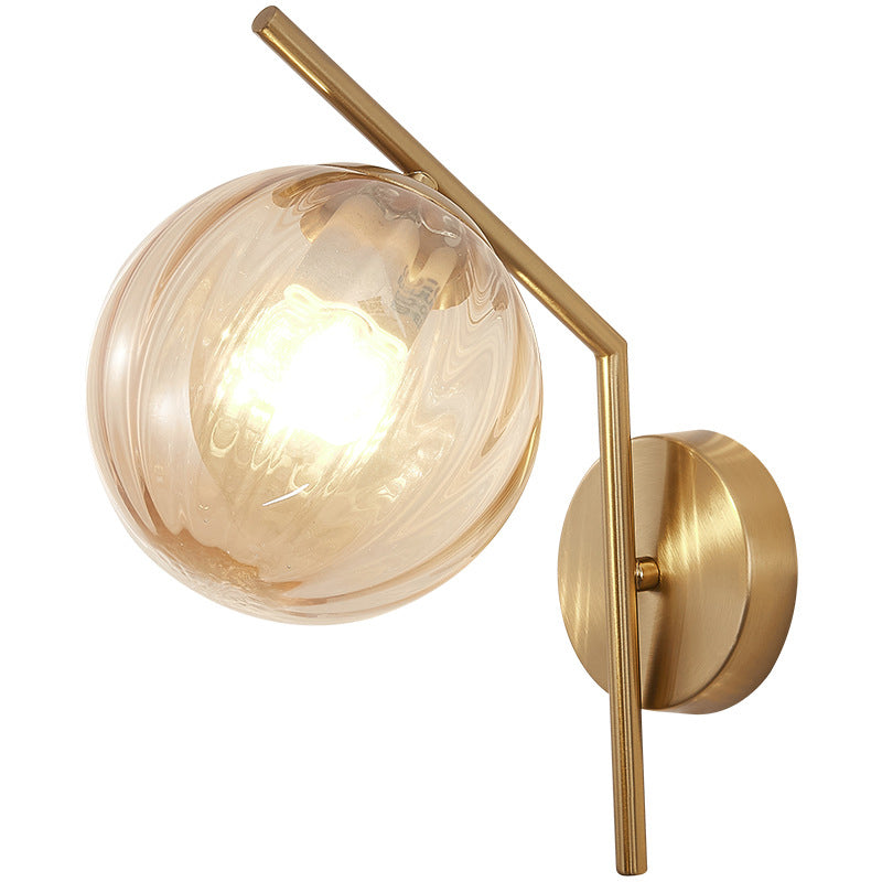 Modern Minimalist Style Spherical Wall Mount Light Fixture 1 Light Wall Lighting with Glass Shade