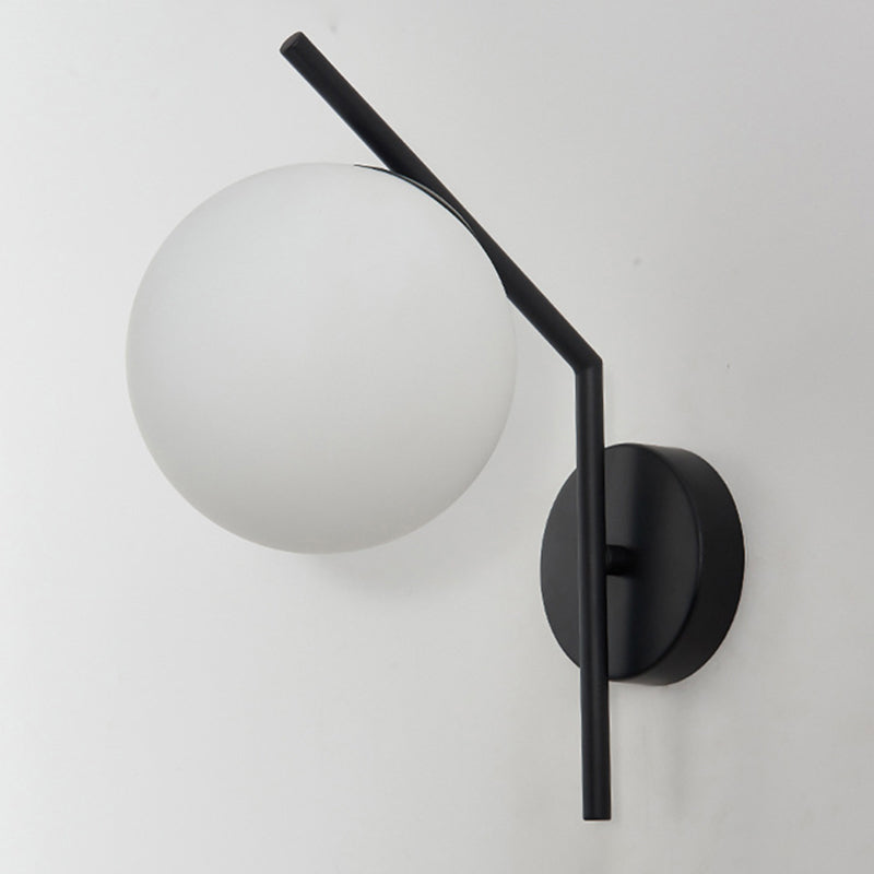 Modern Minimalist Style Spherical Wall Mount Light Fixture 1 Light Wall Lighting with Glass Shade