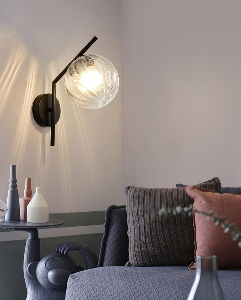 Modern Minimalist Style Spherical Wall Mount Light Fixture 1 Light Wall Lighting with Glass Shade