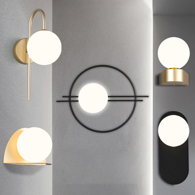 Modern Minimalist Style Spherical Wall Mount Light Fixture 1 Light Sconce Lights with Glass Shade