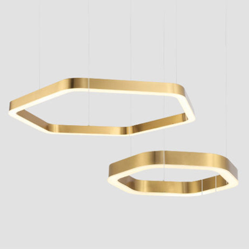 Gold Geometric LED Pendant Light in Modern Creative Style Stainless-Steel Ceiling Light for Lobby