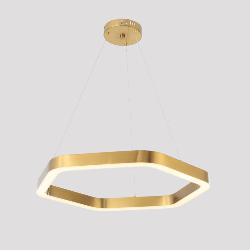 Gold Geometric LED Pendant Light in Modern Creative Style Stainless-Steel Ceiling Light for Lobby