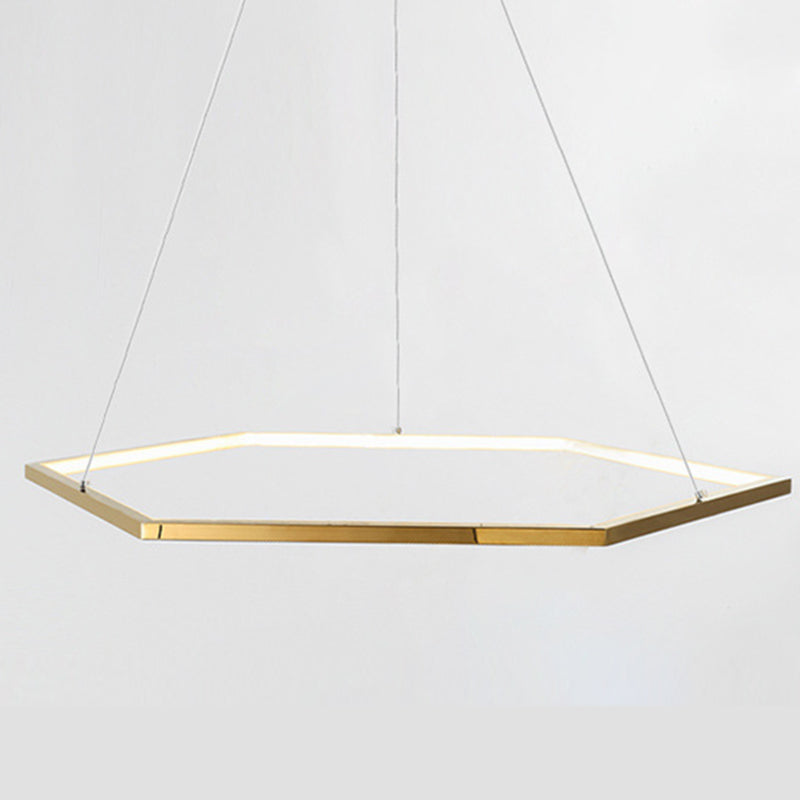 Gold Geometric LED Hanging Lamp in Modern Luxury Style Wrought Iron Ceiling Light for Commercial Place