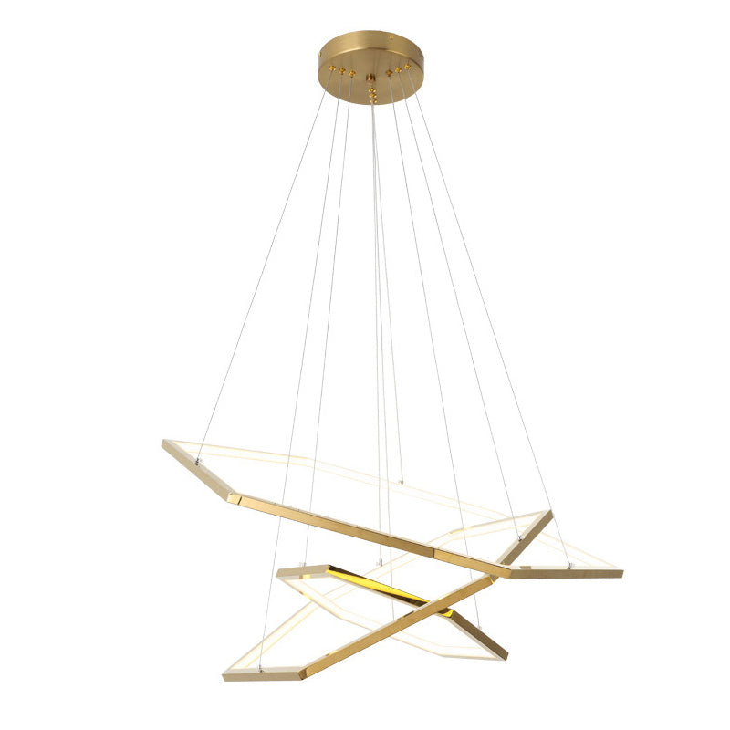 Gold Geometric LED Hanging Lamp in Modern Luxury Style Wrought Iron Ceiling Light for Commercial Place
