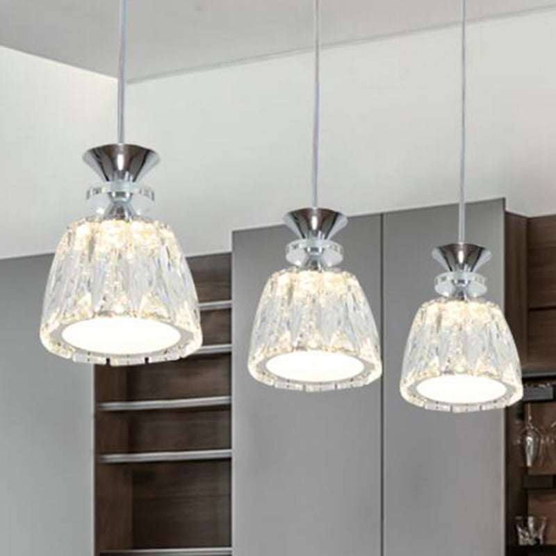 Glockenförmige Kristallcluster Anhänger moderne Chrom -LED -LED Hängende Licht für Esszimmer