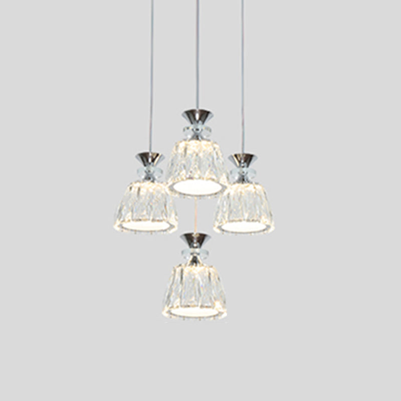 Glockenförmige Kristallcluster Anhänger moderne Chrom -LED -LED Hängende Licht für Esszimmer