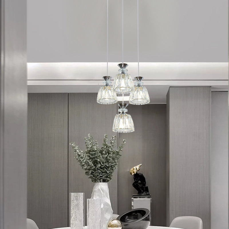 Glockenförmige Kristallcluster Anhänger moderne Chrom -LED -LED Hängende Licht für Esszimmer
