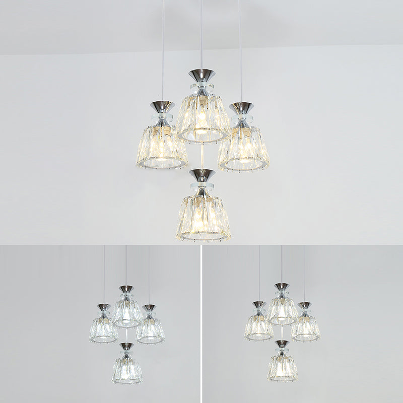 Glockenförmige Kristallcluster Anhänger moderne Chrom -LED -LED Hängende Licht für Esszimmer