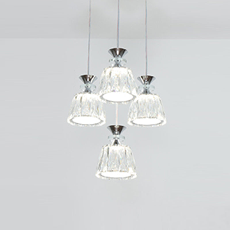 Glockenförmige Kristallcluster Anhänger moderne Chrom -LED -LED Hängende Licht für Esszimmer