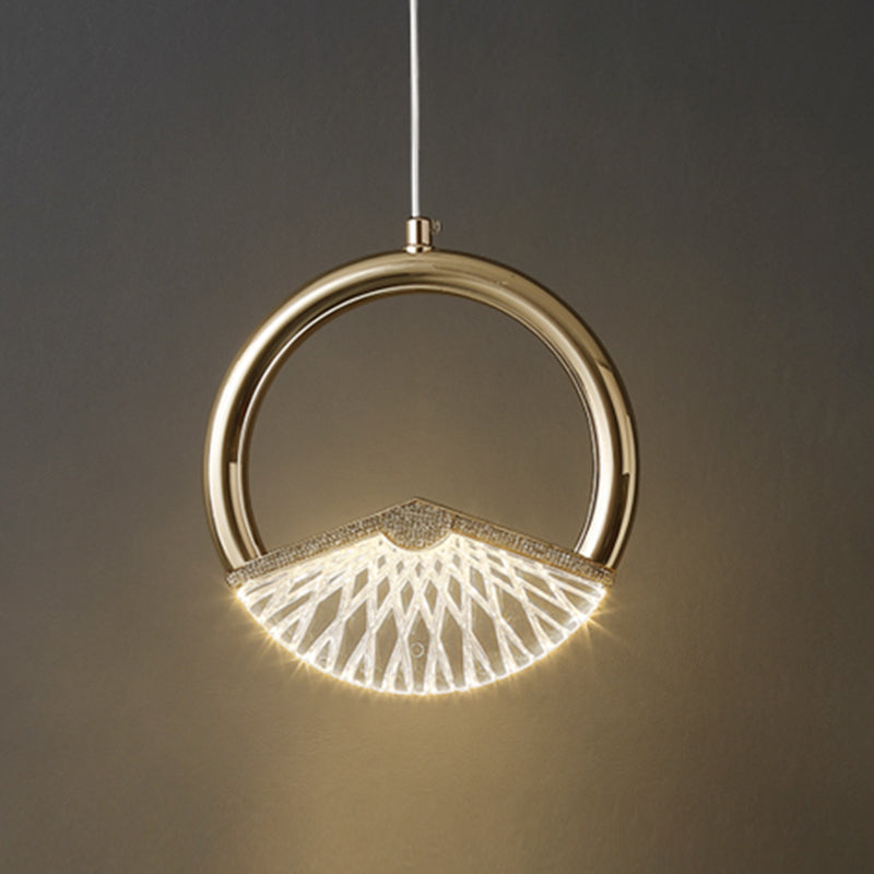 Einfachheit geführte Beleuchtung Anhänger Messingring Hängende Lampe mit Kunstkristallschatten