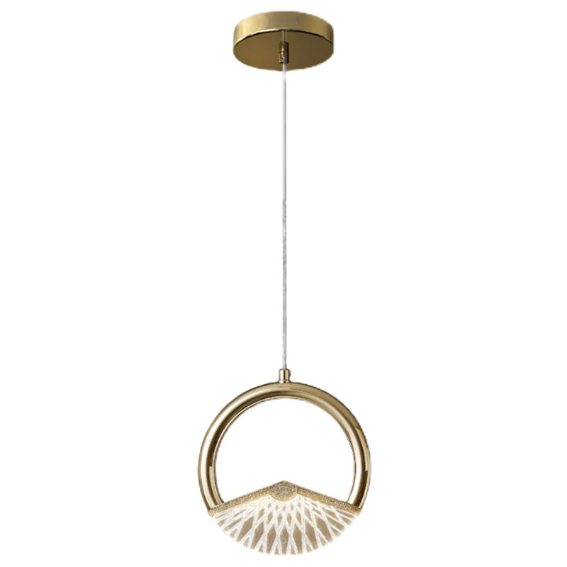 Einfachheit geführte Beleuchtung Anhänger Messingring Hängende Lampe mit Kunstkristallschatten