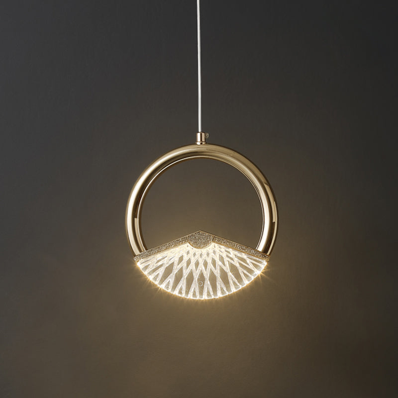Einfachheit geführte Beleuchtung Anhänger Messingring Hängende Lampe mit Kunstkristallschatten
