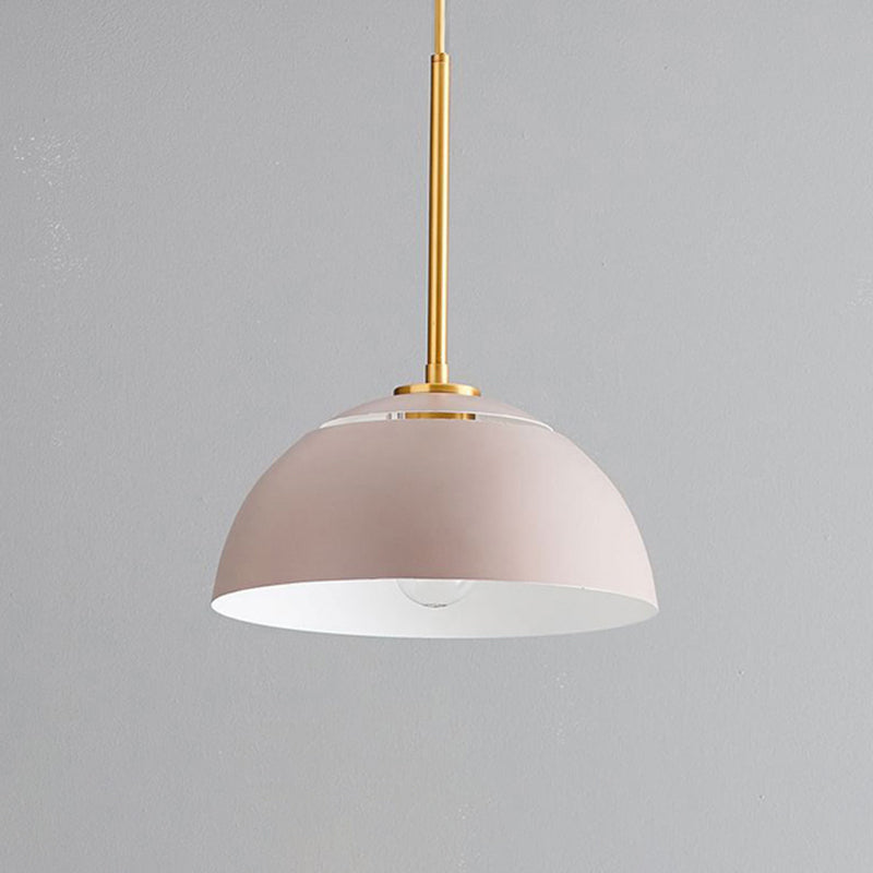 Macaron Domed Pendant Lamp Metal 1 Bulb Dining Room Suspension Light with Vent Design