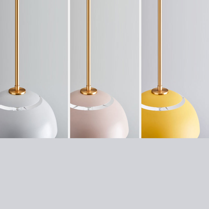 Macaron Domed Pendant Lamp Metal 1 Bulb Dining Room Suspension Light with Vent Design