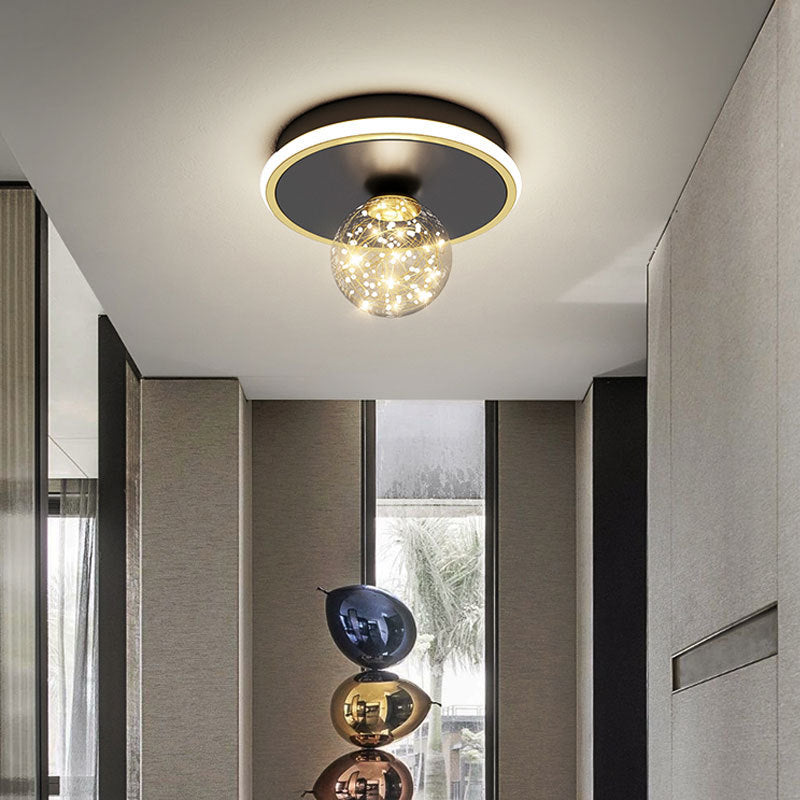 Clear Glass Globe Flush Mount Light LED Light Creative Bedroom Lighting Fixture