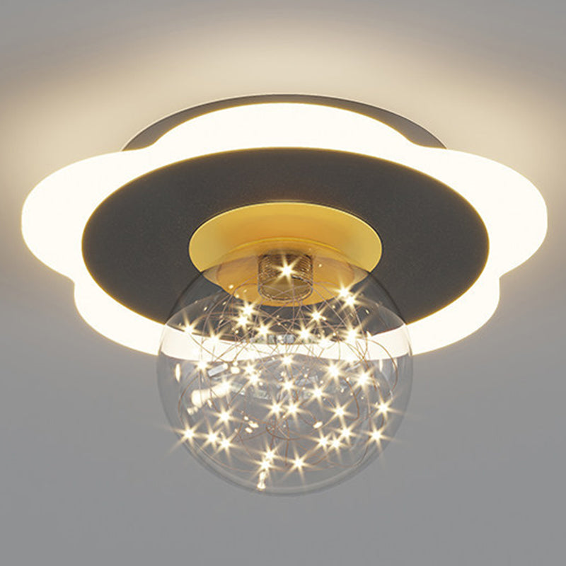 Clear Glass Globe Flush Mount Light LED Light Creative Bedroom Lighting Fixture