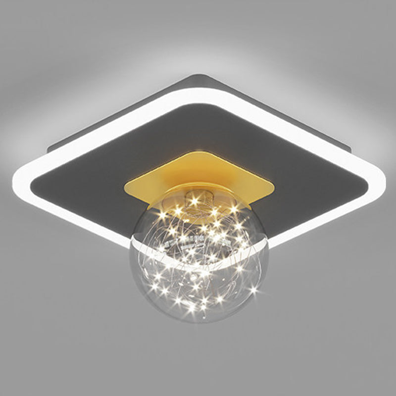 Clear Glass Globe Flush Mount Light LED Light Creative Bedroom Lighting Fixture