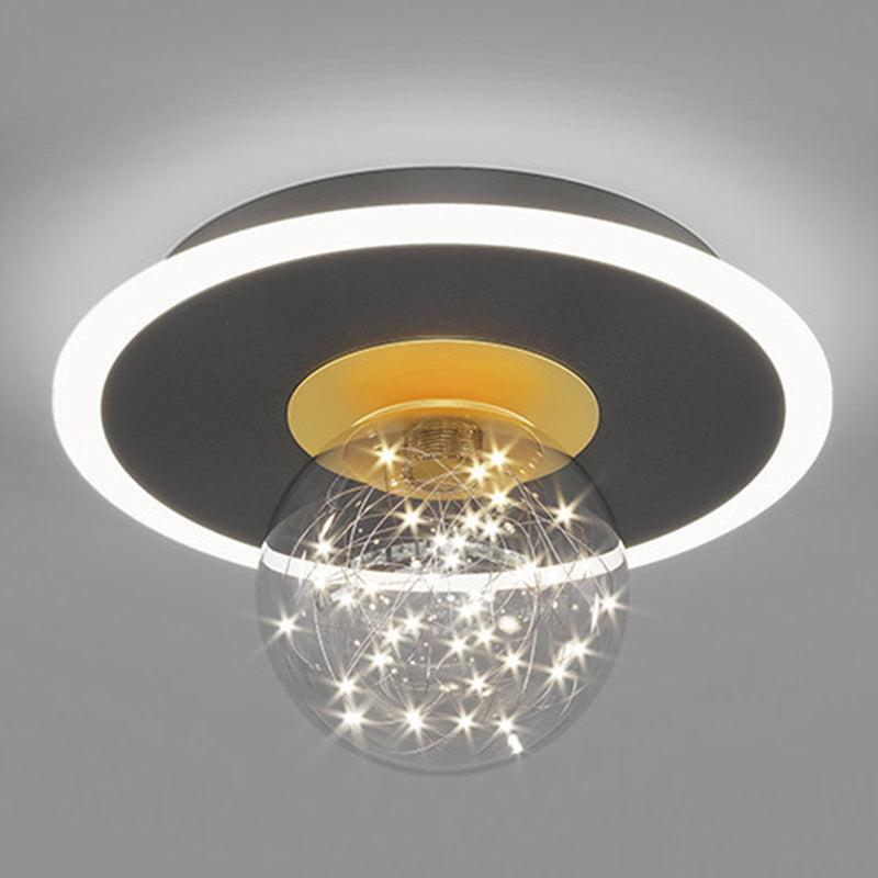 Clear Glass Globe Flush Mount Light LED Light Creative Bedroom Lighting Fixture
