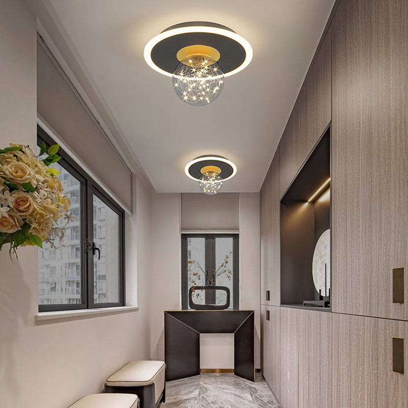 Clear Glass Globe Flush Mount Light LED Light Creative Bedroom Lighting Fixture