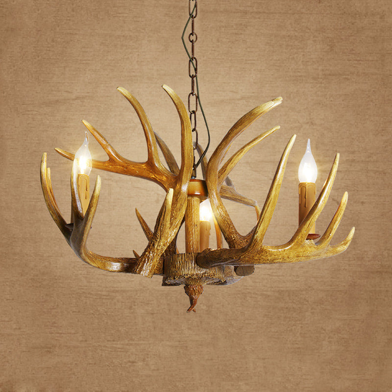 Cangetto del ristorante Antler Pendant lampadario in resina tradizionale 3/4/5 lampadine kit di luce a soffitto marrone sospeso