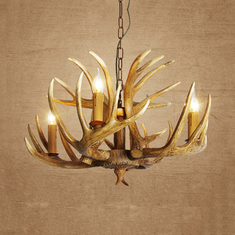 Cangetto del ristorante Antler Pendant lampadario in resina tradizionale 3/4/5 lampadine kit di luce a soffitto marrone sospeso