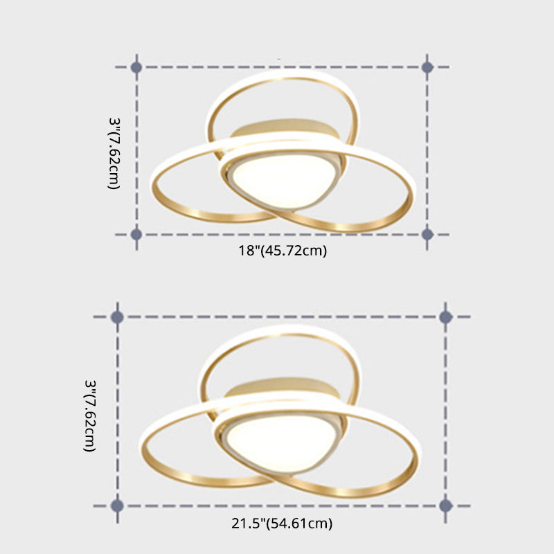 Gold Geometrical Ceiling Light Fixture Simple Style LED Metal Ceiling Flush Mount Light
